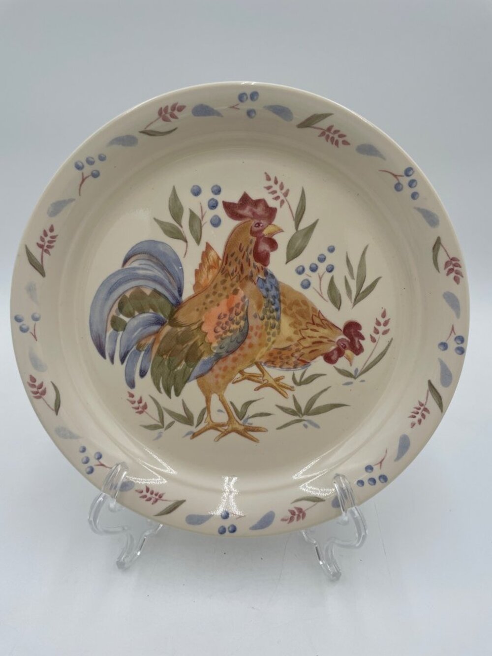 Corelle 8" Rooster Design Plate Break & Chip Resistant Made In USA Beige